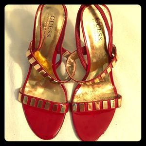 Guess studded patent leather strap heels 7.5